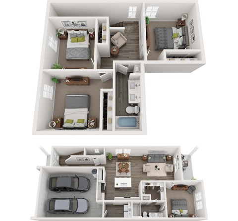 Floor plan for 4 beds, 2.5 baths, 1705 sqft